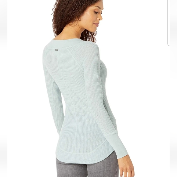 New Prana Frost Green Thermal Waffle Knit Sheeba Top Small - Picture 2 of 8